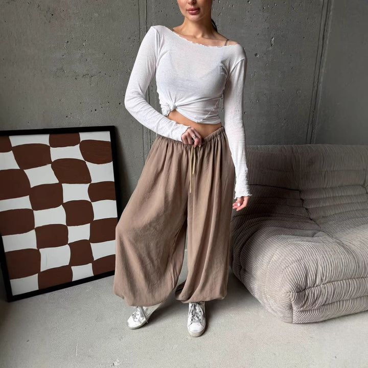 LS | Women Airy Casual Wide Leg Pants Lion Style
