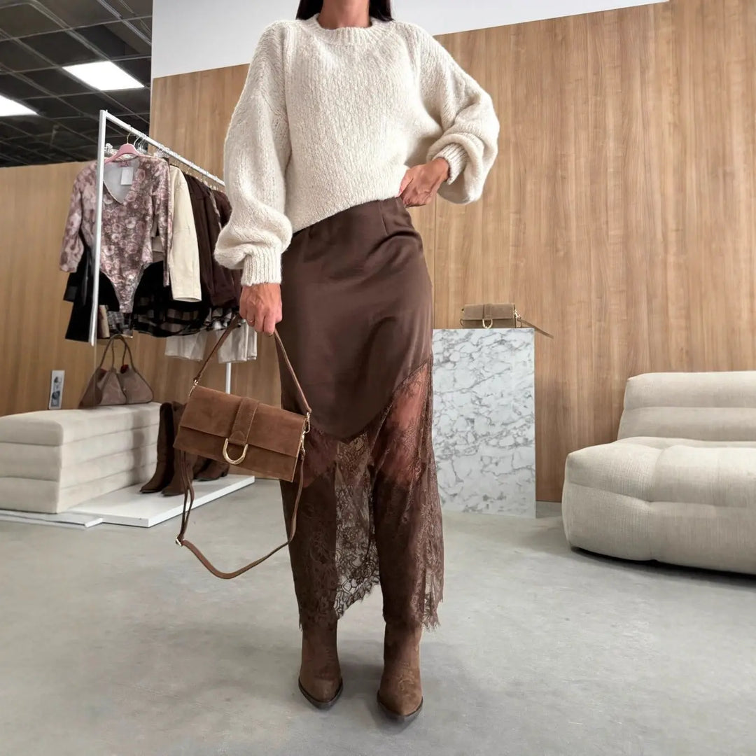 LS | Women Asymmetric Lace Detail Skirt Lion Style