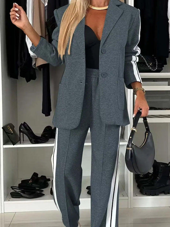 LS | Women Athletic Style Blazer Pants Set Lion Style