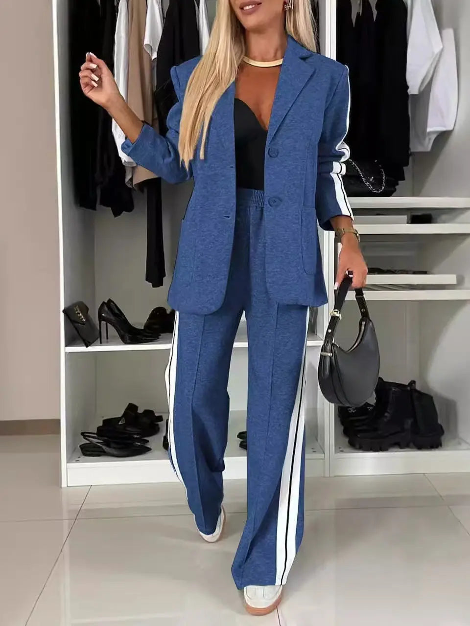 LS | Women Athletic Style Blazer Pants Set Lion Style