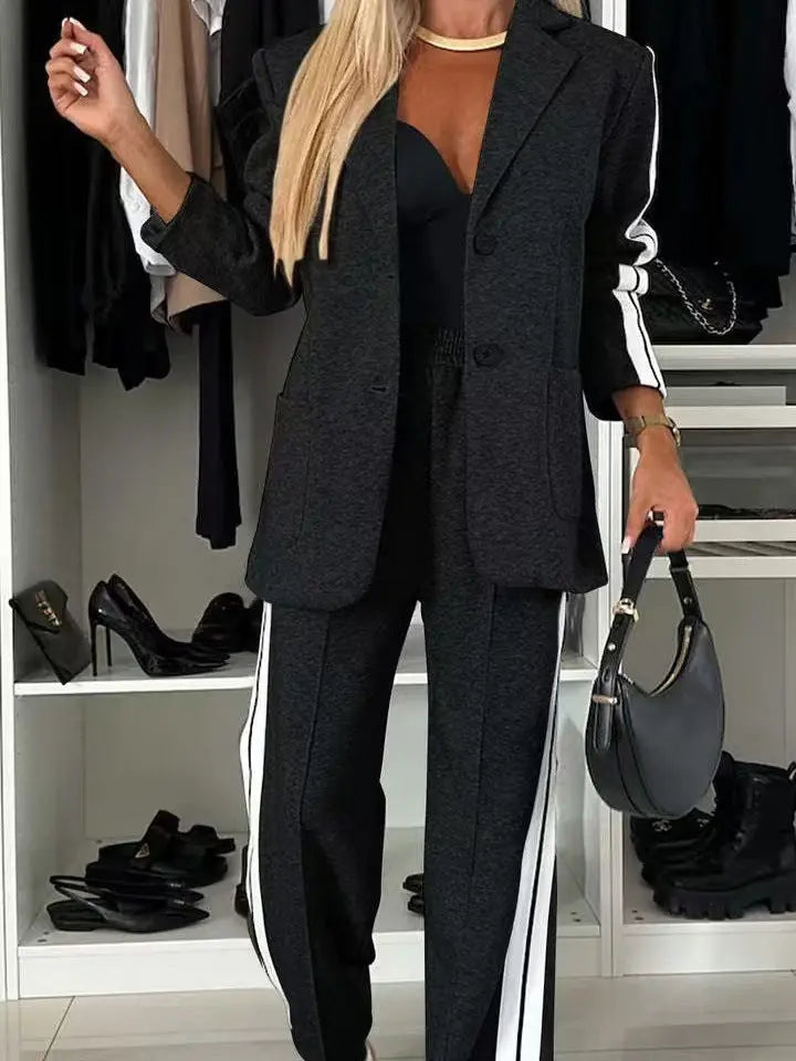LS | Women Athletic Style Blazer Pants Set Lion Style