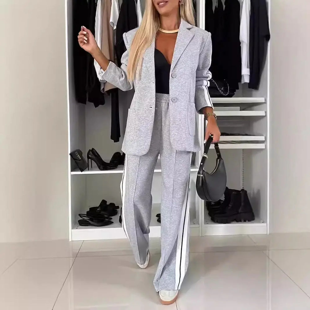 LS | Women Athletic Style Blazer Pants Set Lion Style