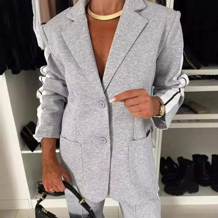 LS | Women Athletic Style Blazer Pants Set Lion Style