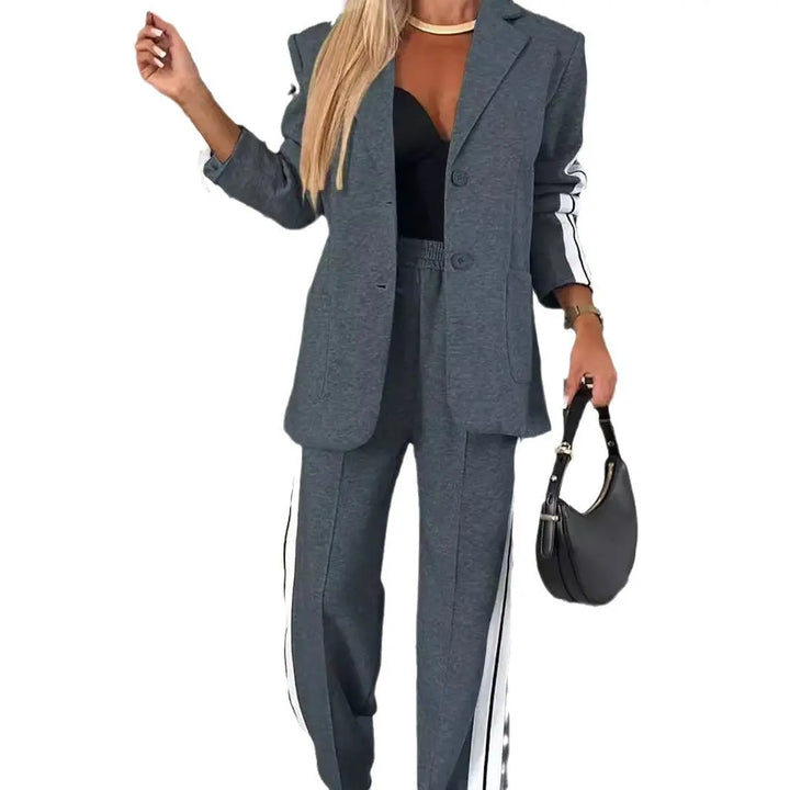 LS | Women Athletic Style Blazer Pants Set Lion Style