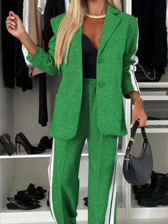 LS | Women Athletic Style Blazer Pants Set Lion Style