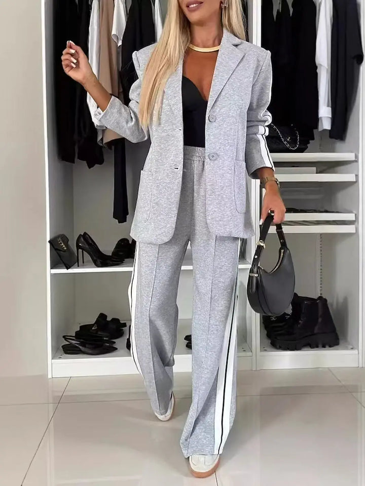 LS | Women Athletic Style Blazer Pants Set Lion Style