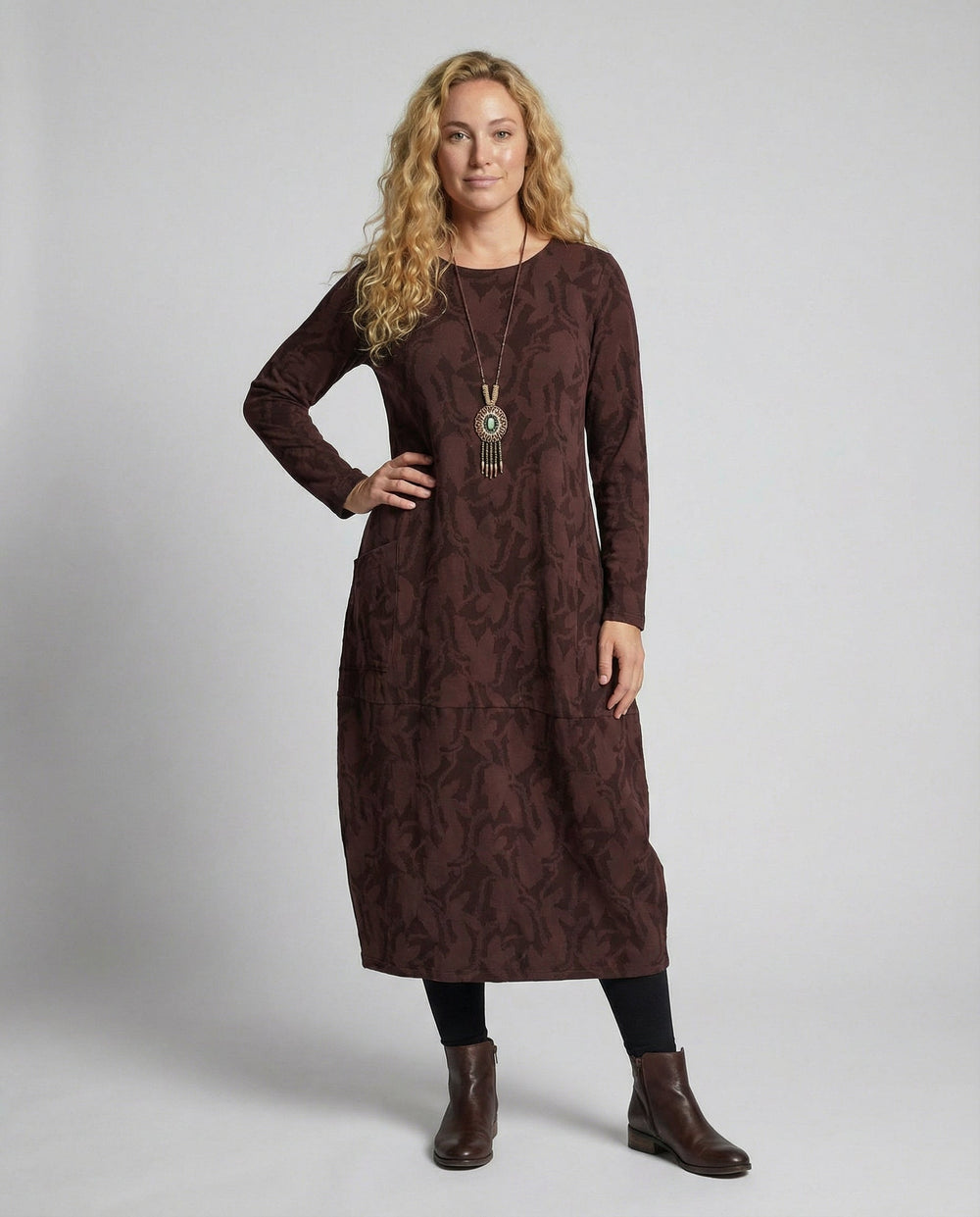 LS | Women Autumn Casual Midi Dress Lion Style