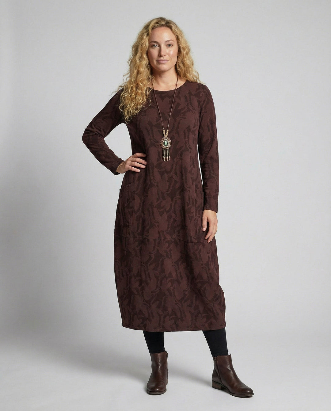 LS | Women Autumn Casual Midi Dress Lion Style