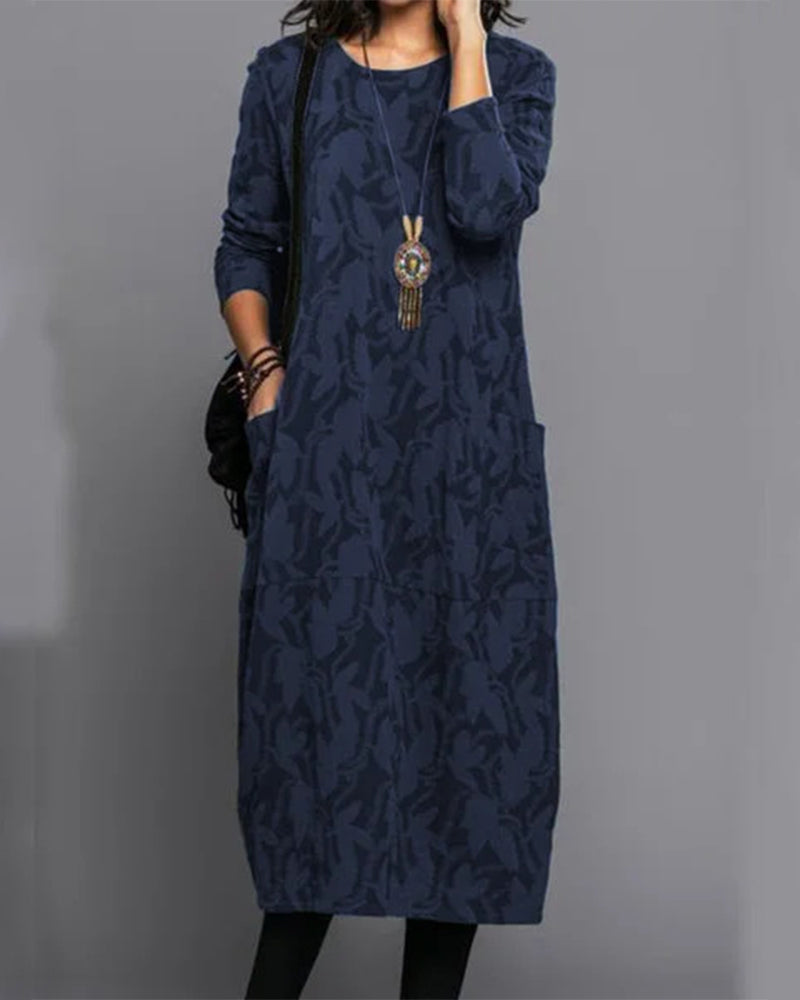 LS | Women Autumn Casual Midi Dress Lion Style