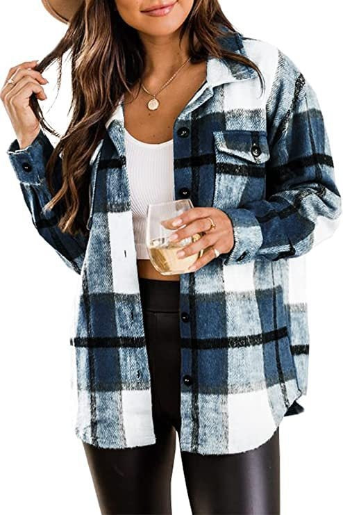 LS | Women Autumn Plaid Shirt Lion Style