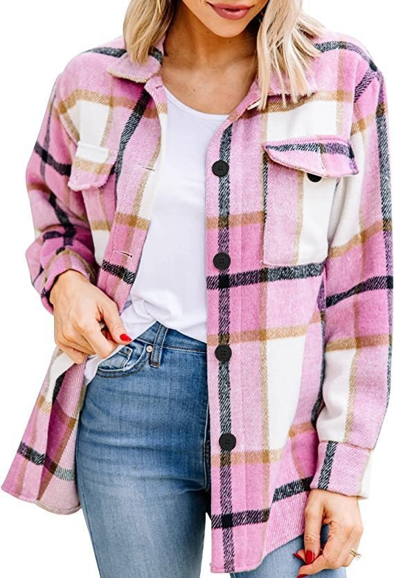 LS | Women Autumn Plaid Shirt Lion Style