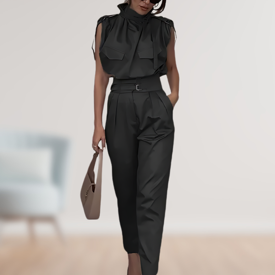 LS | Women Belted Cargo Jumpsuit Lion Style