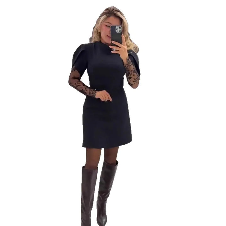 LS | Women Black Lace Sleeve Dress Lion Style