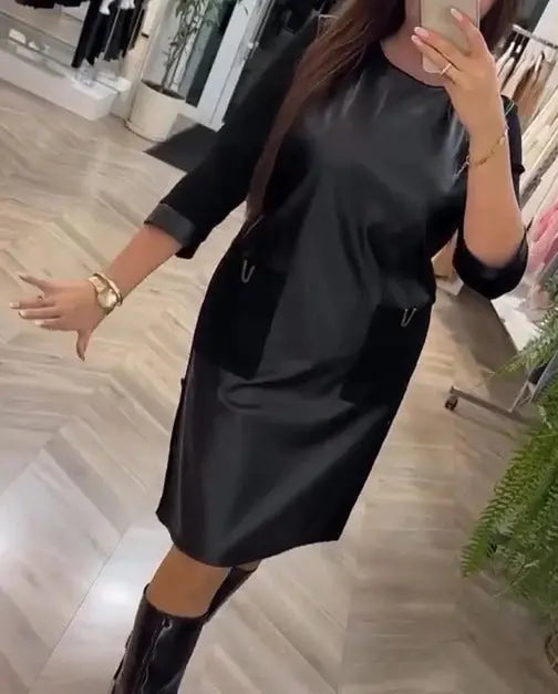 LS | Women Black Minimal Mini Dress Lion Style