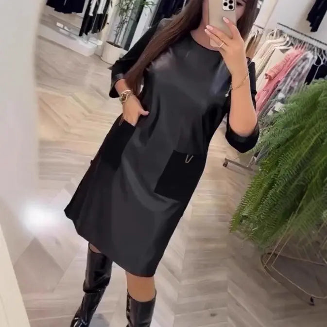 LS | Women Black Minimal Mini Dress Lion Style