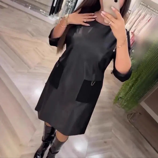 LS | Women Black Minimal Mini Dress Lion Style
