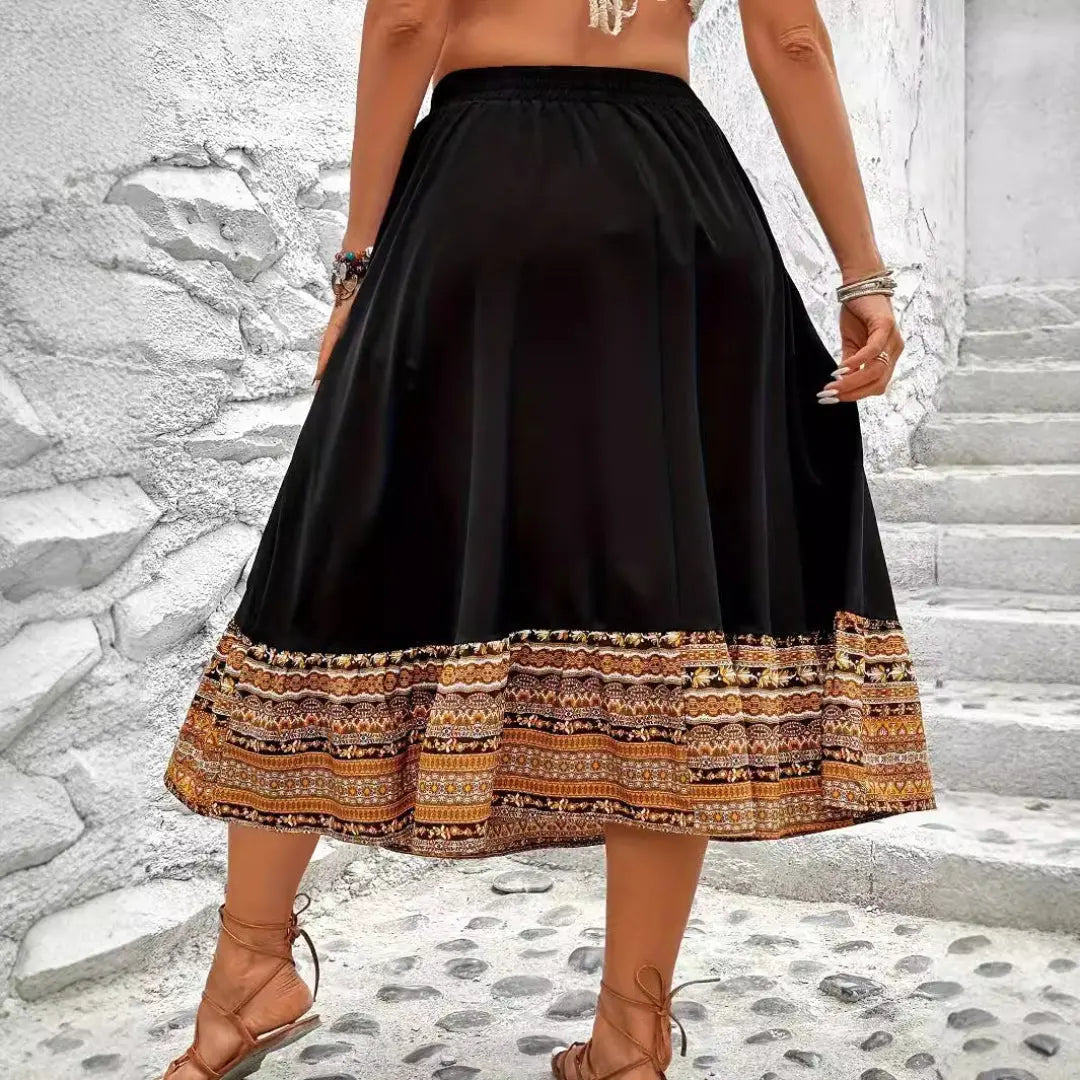 LS | Women Bohemian Midi Skirt Lion Style