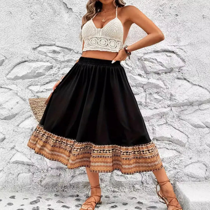 LS | Women Bohemian Midi Skirt Lion Style