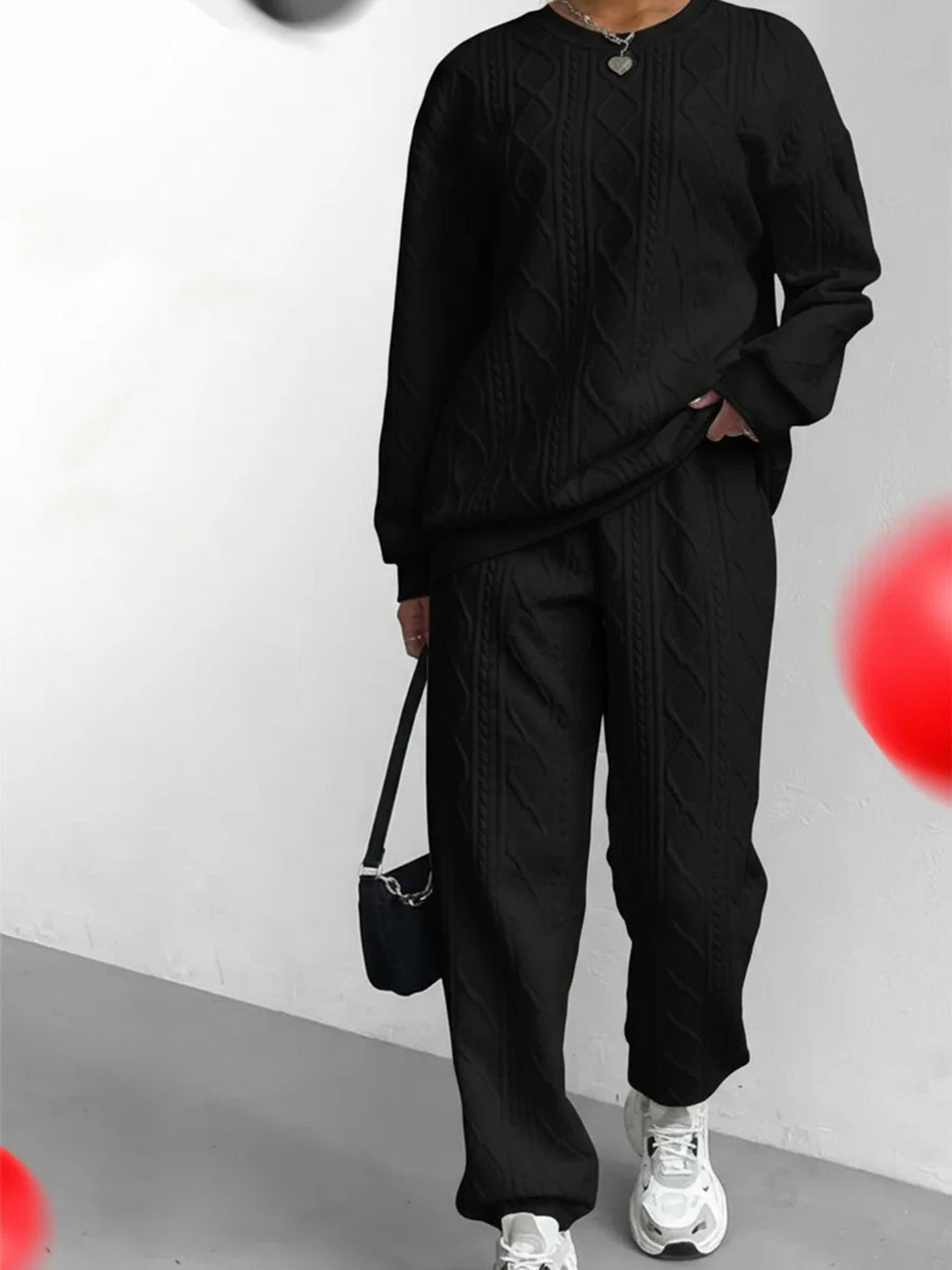 LS | Women Cable Knit Luxe Lounge Set Lion Style