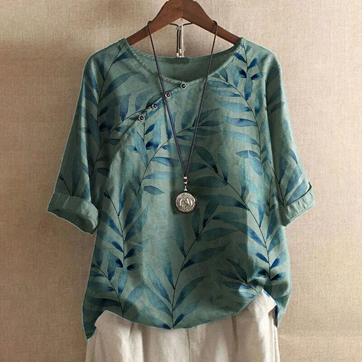 LS | Women Casual Botanical Print Blouse Lion Style