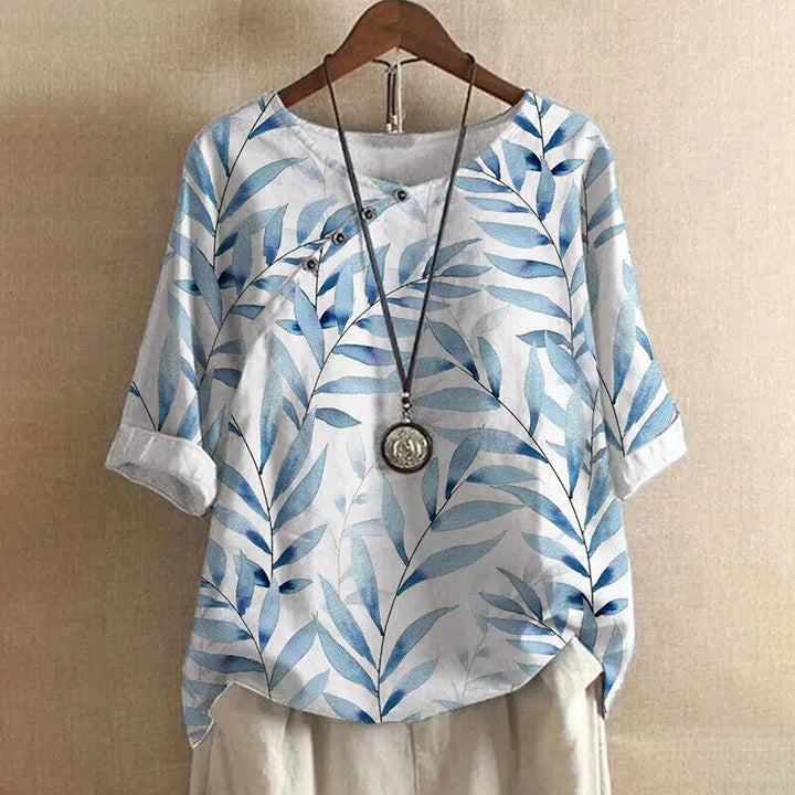 LS | Women Casual Botanical Print Blouse Lion Style
