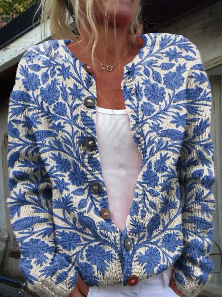 LS | Women Casual Floral Cardigan Lion Style