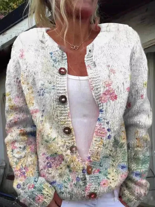 LS | Women Casual Floral Cardigan Lion Style