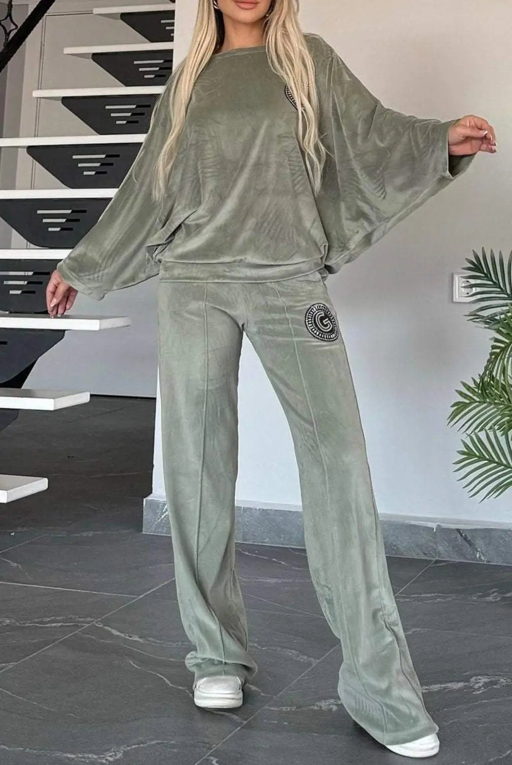 LS | Women Casual Luxe Velvet Loungewear Set Lion Style