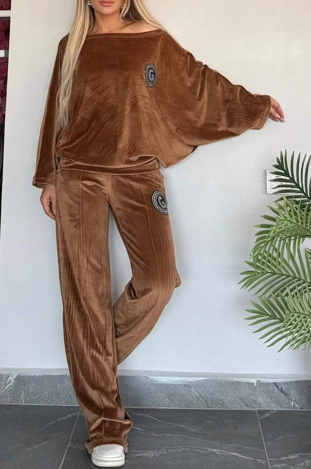 LS | Women Casual Luxe Velvet Loungewear Set Lion Style
