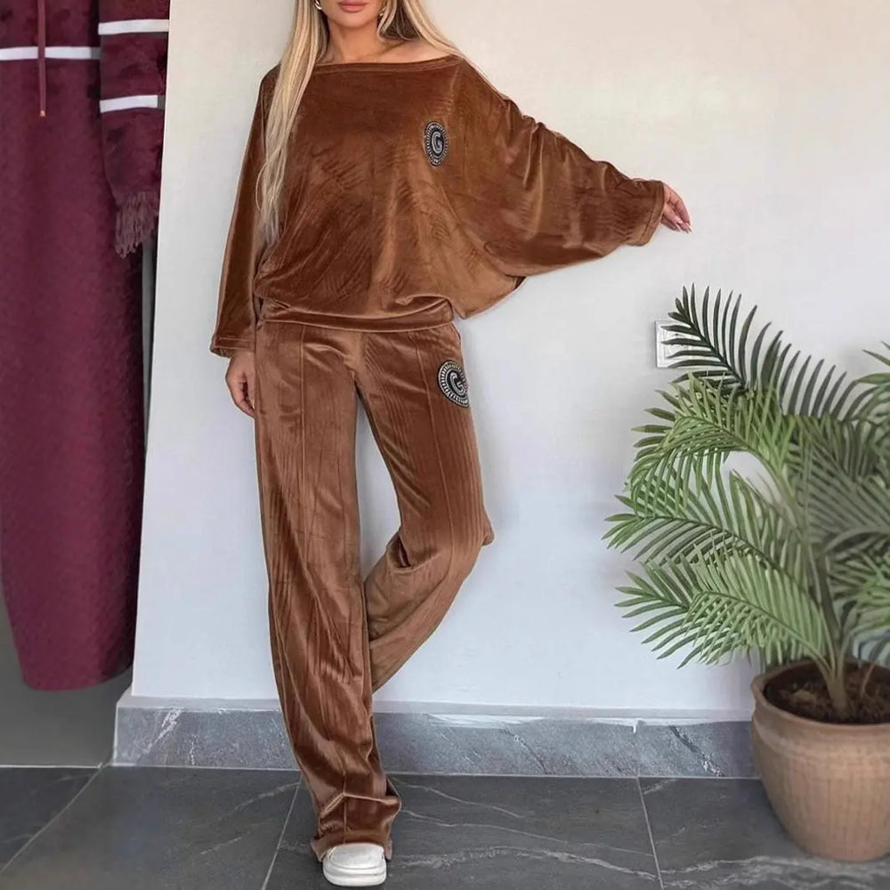LS | Women Casual Luxe Velvet Loungewear Set Lion Style