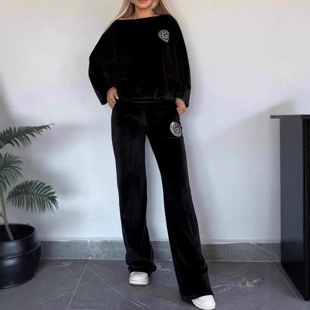LS | Women Casual Luxe Velvet Loungewear Set Lion Style