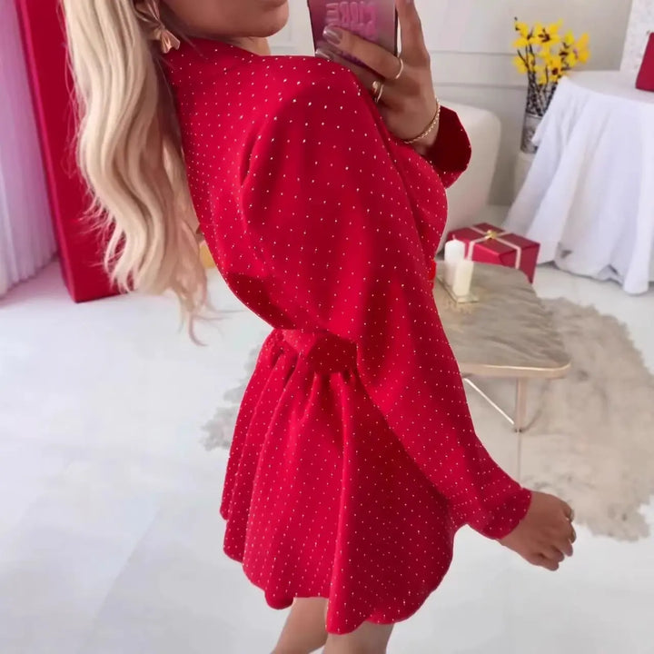 LS | Women Chic Belt Waist Mini Dress Lion Style