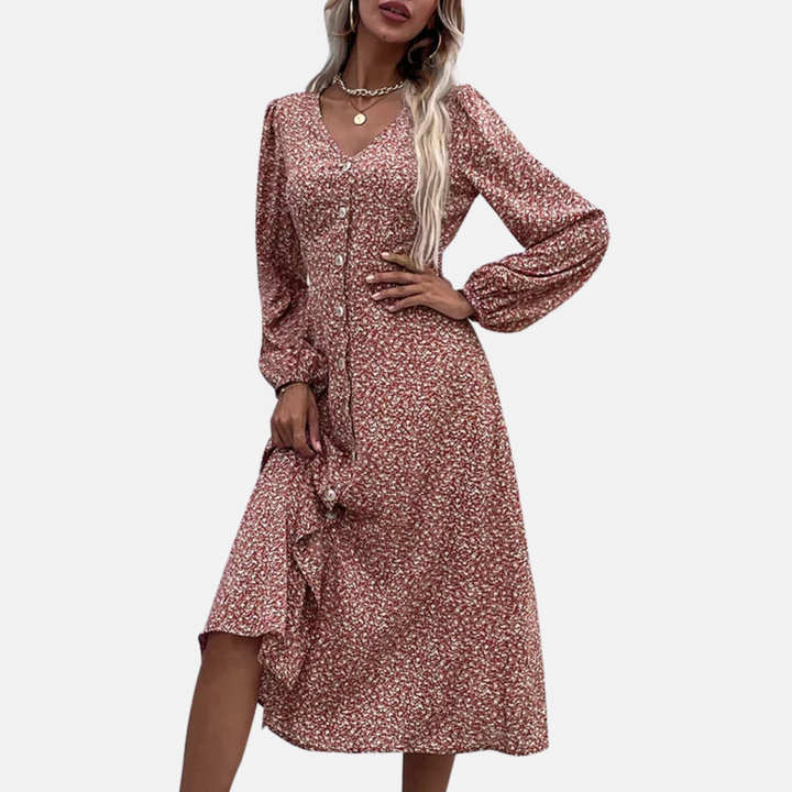 LS | Women Chic Floral Midi Dress Lion Style