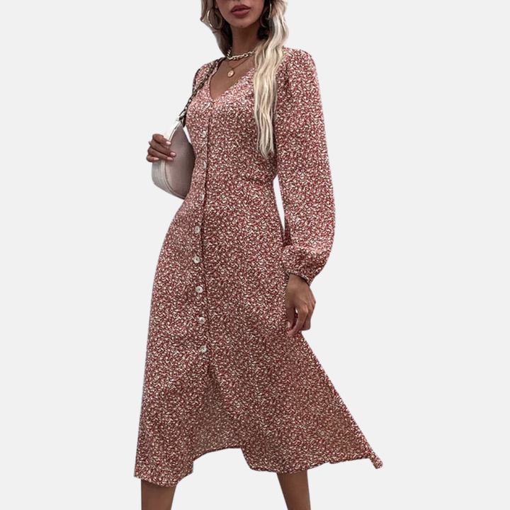LS | Women Chic Floral Midi Dress Lion Style