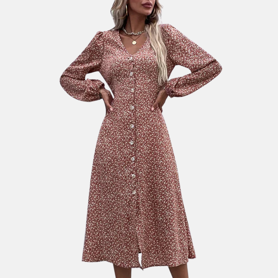 LS | Women Chic Floral Midi Dress Lion Style