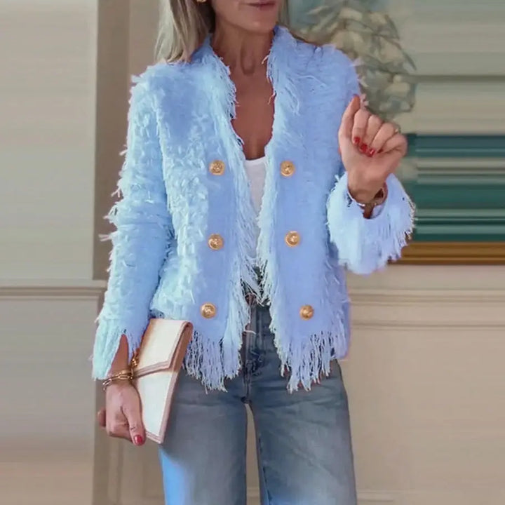 LS | Women Chic Fringe Trim Jacket Lion Style