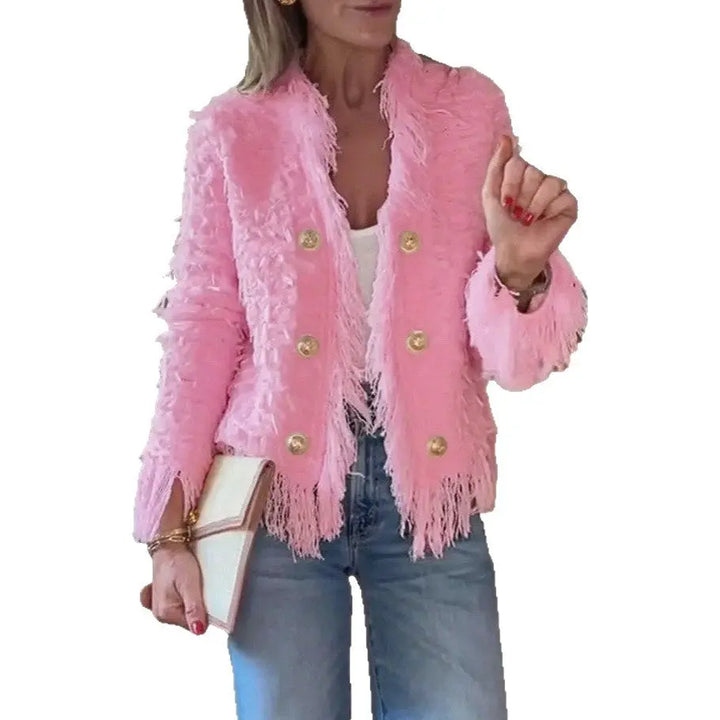 LS | Women Chic Fringe Trim Jacket Lion Style