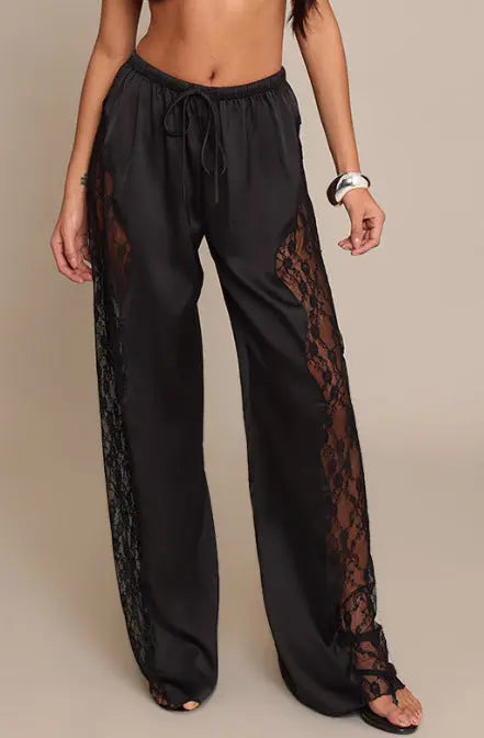 LS | Women Chic Lace Detail Pants Lion Style