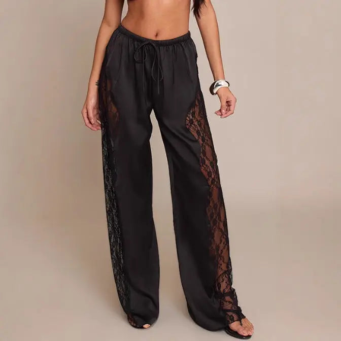 LS | Women Chic Lace Detail Pants Lion Style
