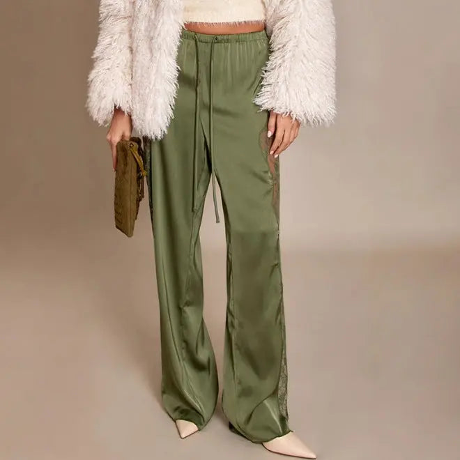 LS | Women Chic Lace Detail Pants Lion Style