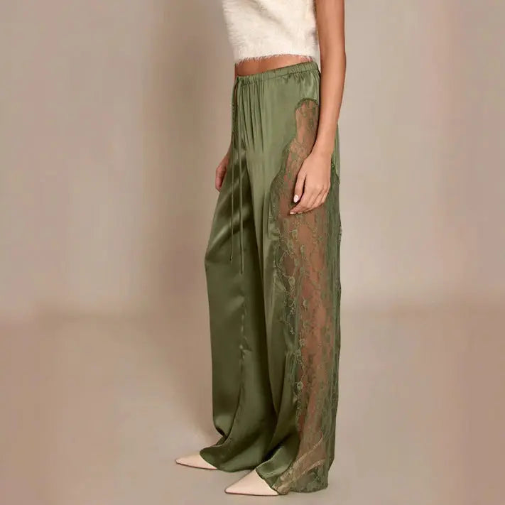 LS | Women Chic Lace Detail Pants Lion Style