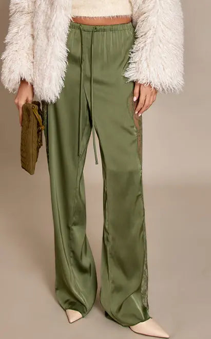 LS | Women Chic Lace Detail Pants Lion Style