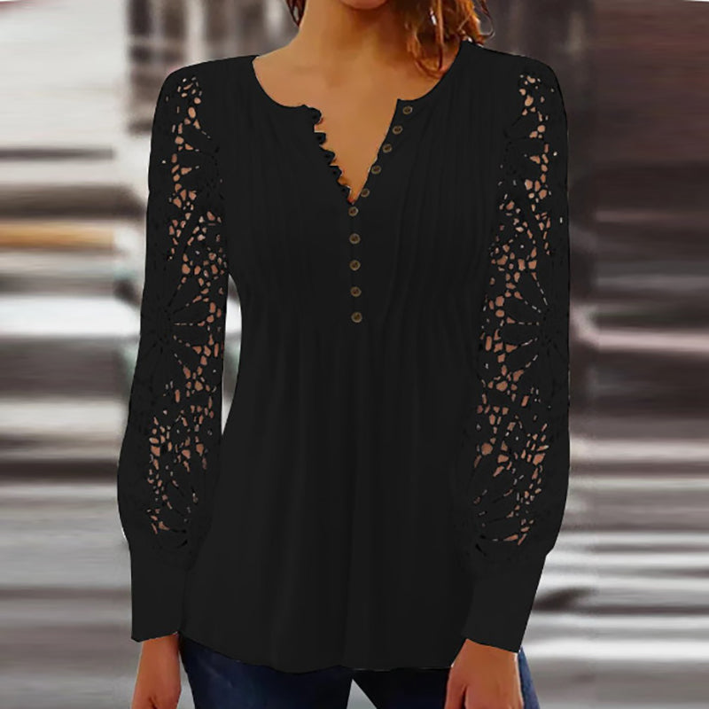 LS | Women Chic Lace Sleeve Top Lion Style