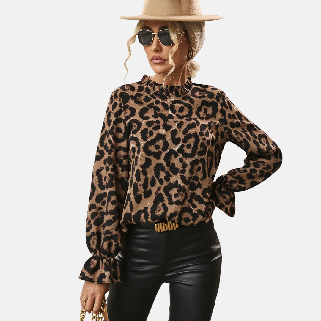 LS | Women Chic Mock Neck Blouse Lion Style