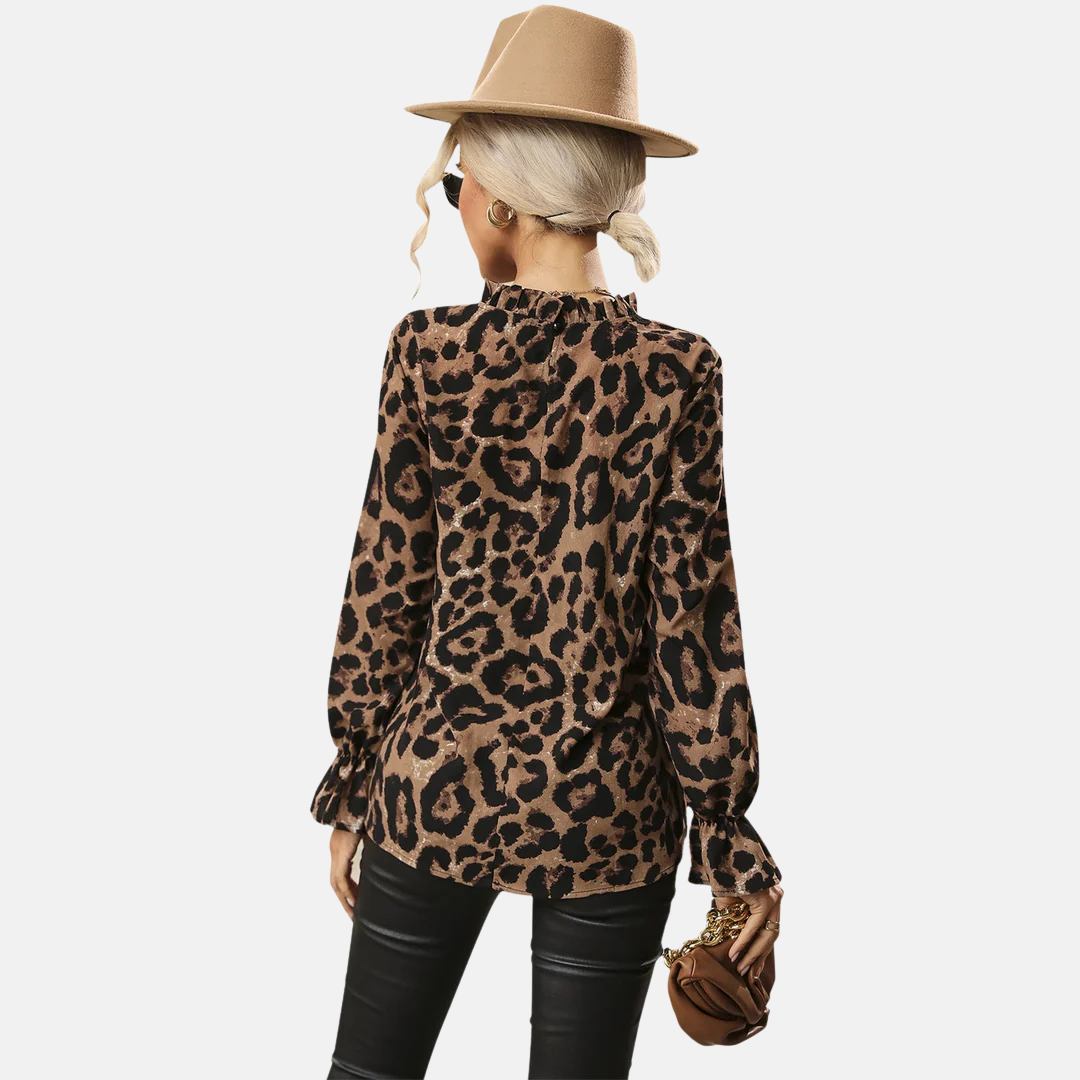 LS | Women Chic Mock Neck Blouse Lion Style