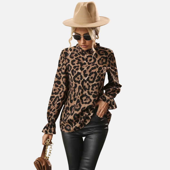LS | Women Chic Mock Neck Blouse Lion Style