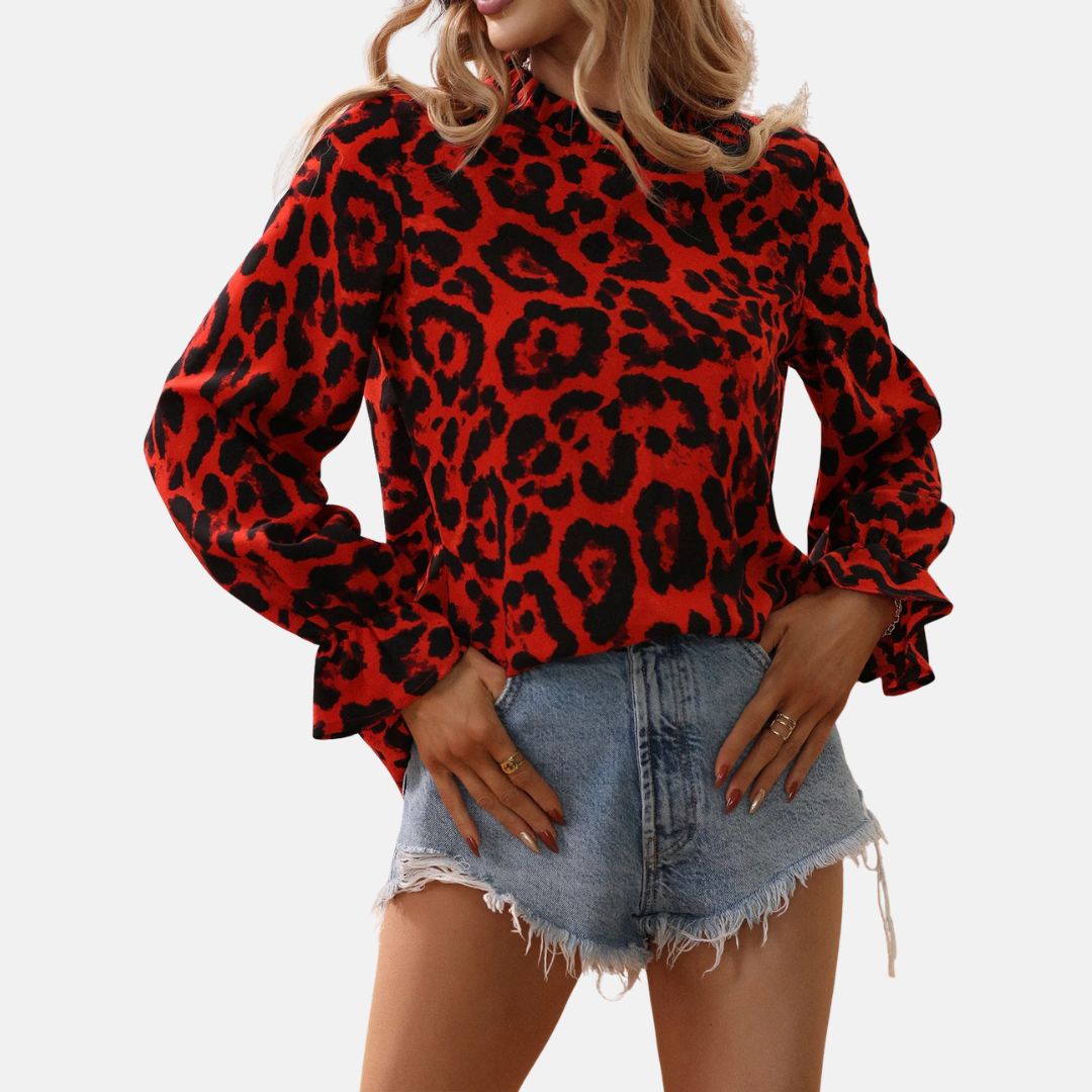 LS | Women Chic Mock Neck Blouse Lion Style