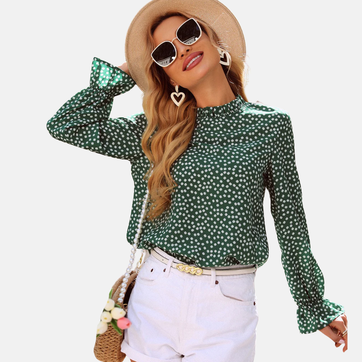 LS | Women Chic Mock Neck Blouse Lion Style