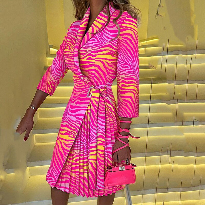 LS | Women Chic Pleated Dress Lion Style