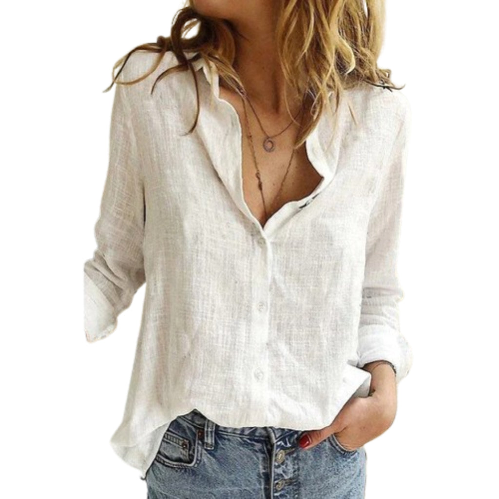 LS | Women Classic Collar Button Shirt Lion Style